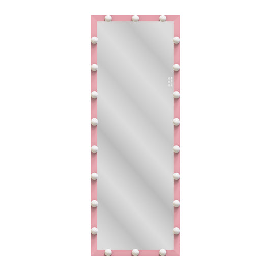 Pink Hollywood Full-Body Vanity Mirror | 62.6” x 23.3” with 3 Color Modes & Touch Control | Standing Floor Design