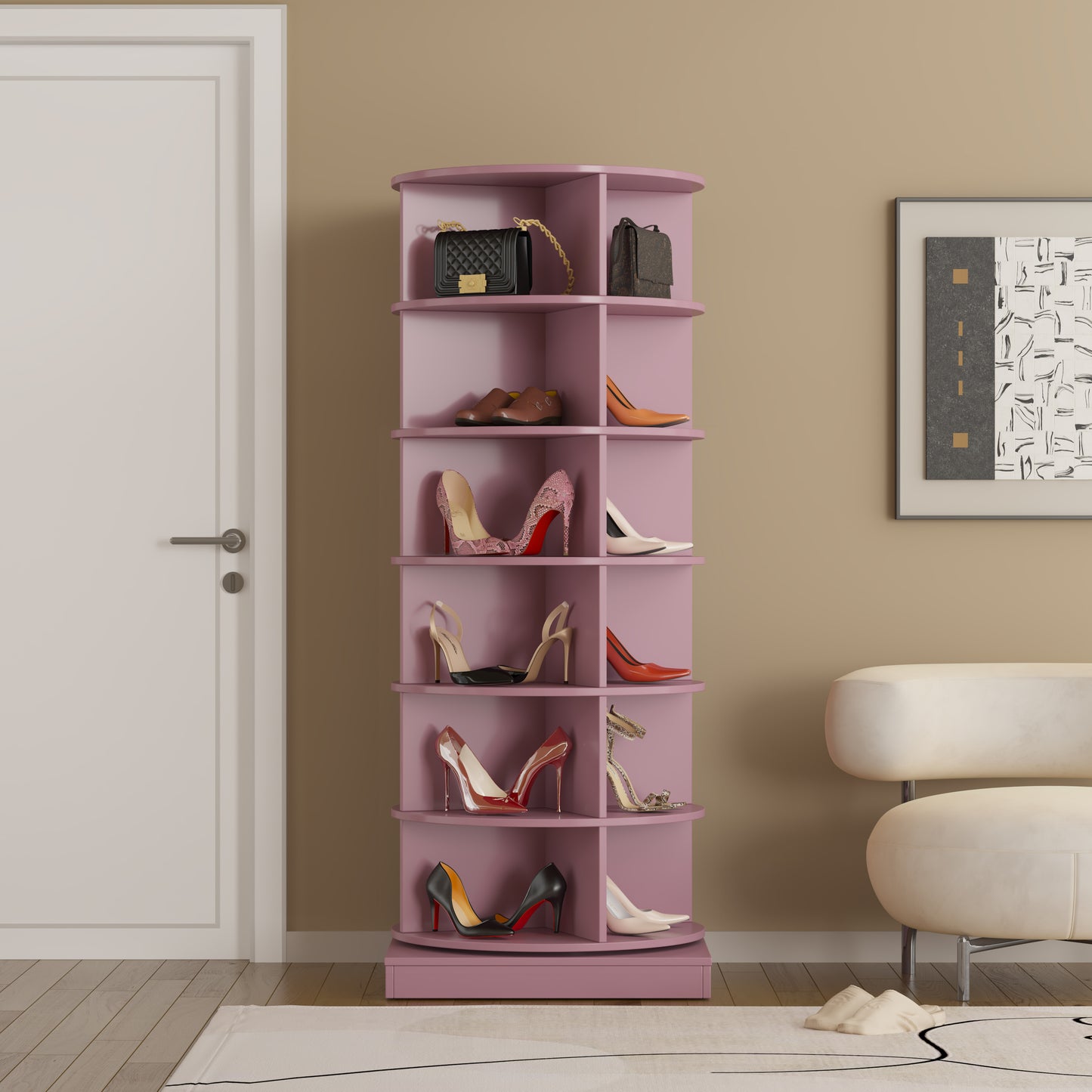 Blush 360 Rotating Shoe Tower - 6 Layers