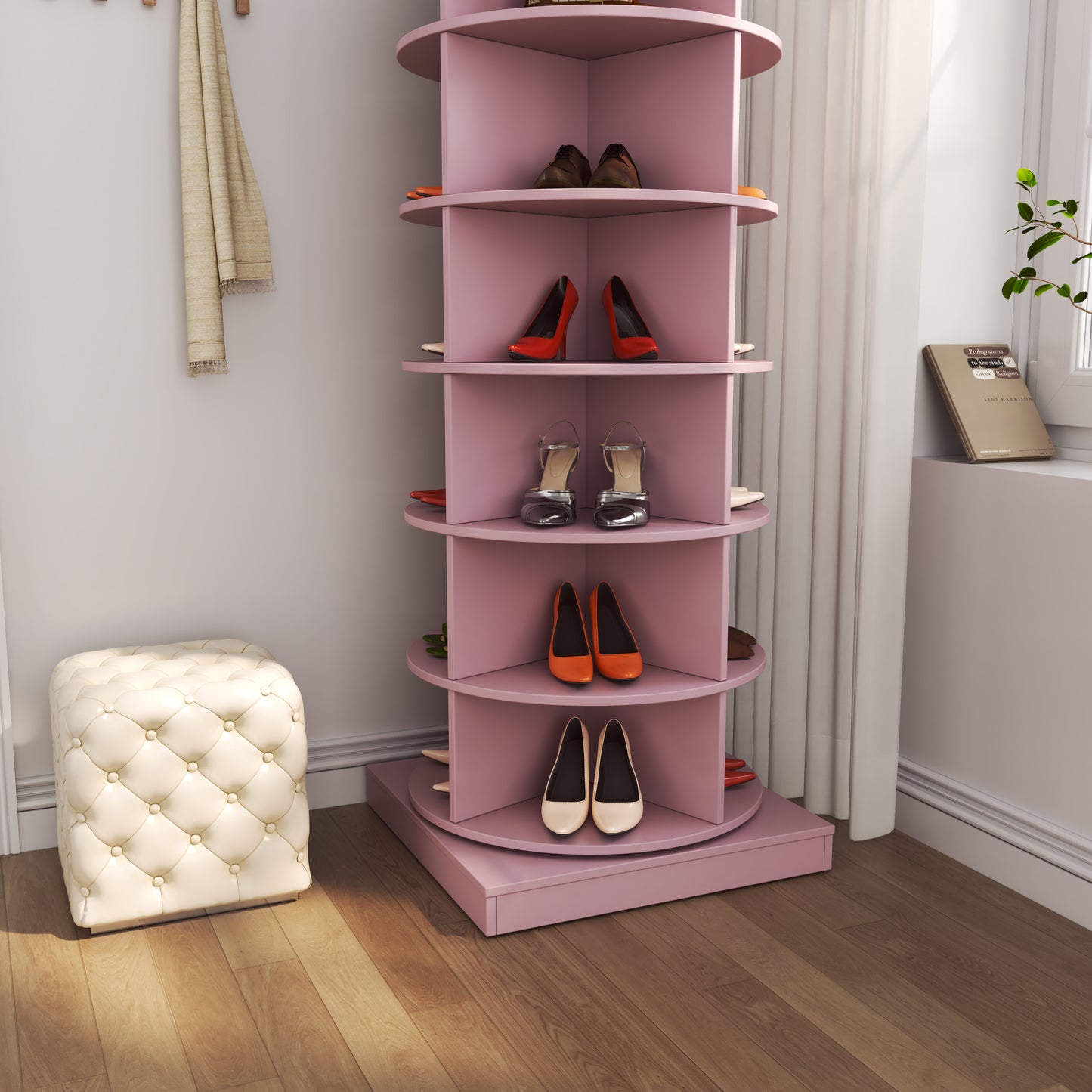 Blush 360 Rotating Shoe Tower - 6 Layers