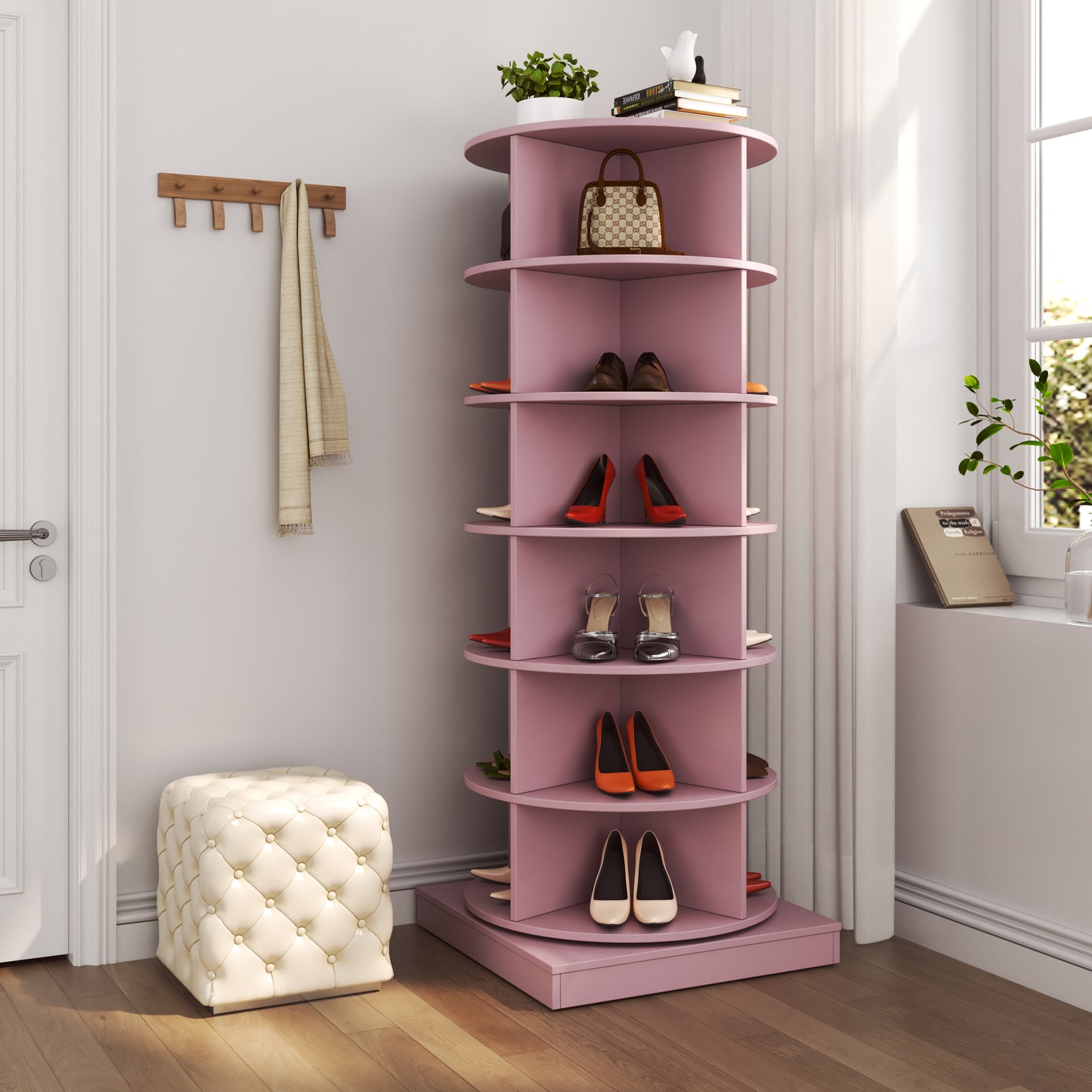 Blush 360 Rotating Shoe Tower - 6 Layers