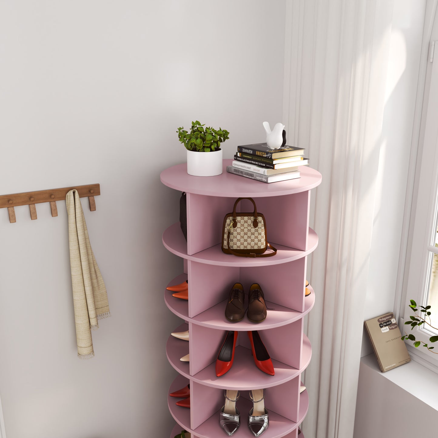 Blush 360 Rotating Shoe Tower - 6 Layers