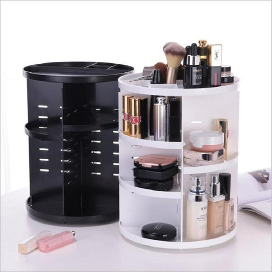 360-Degree Rotating Makeup Organizer: Brush Holder, Jewelry Storage, and Cosmetic Case